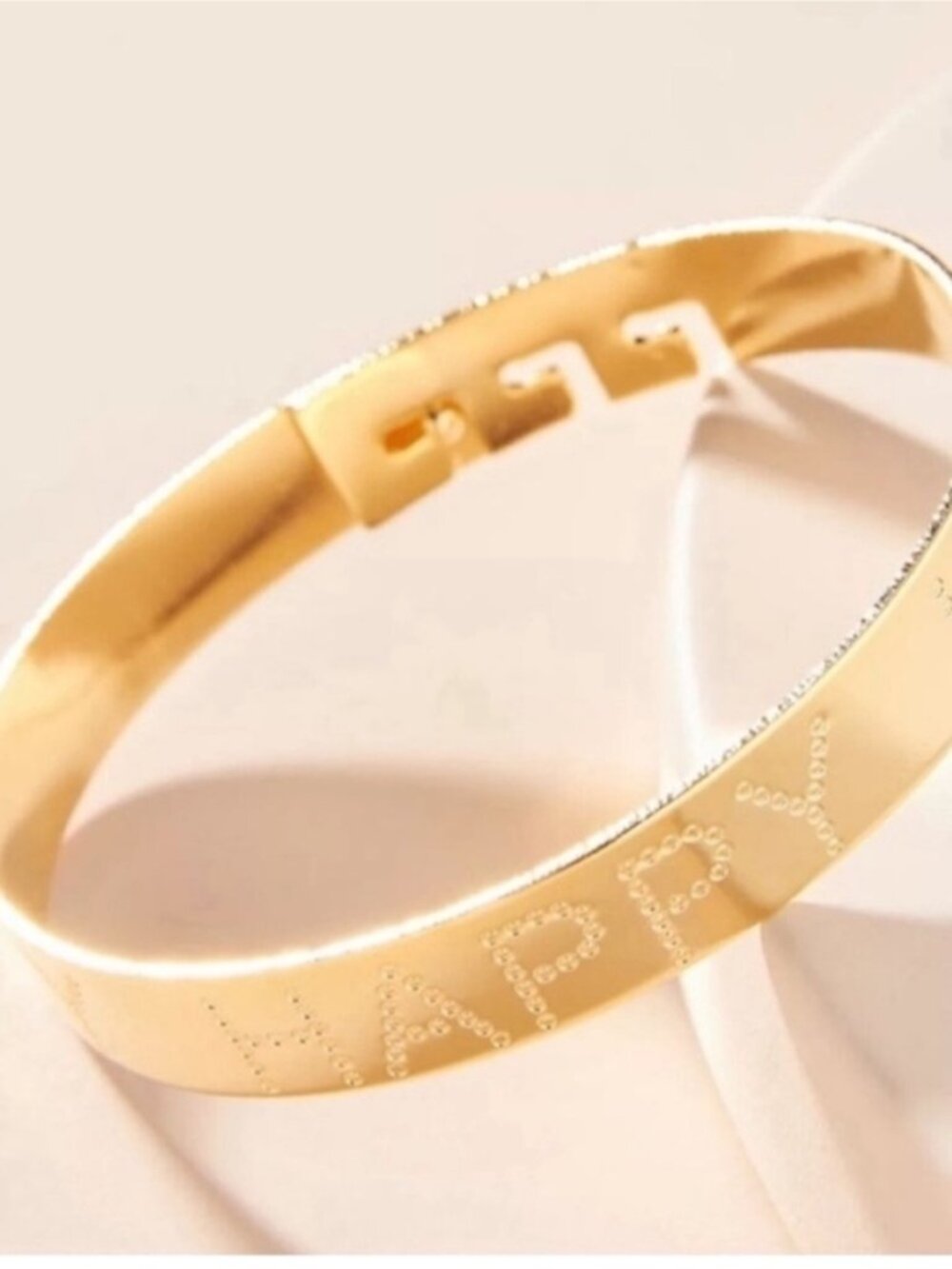 New! Anthropologie Gold Plated Happy Cuff Bracelet (3016) NWOT